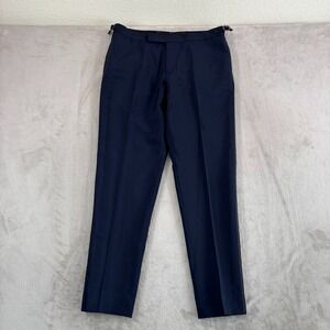 SuitSupply Side Tabs Tuxedo Soho Pants in Navy Wool Mohair Blend Men 34x30